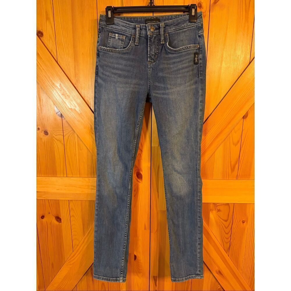 Silver Jeans Women’s Beau Distressed Mid Rise Slim Leg Jeans Size 24x28 (6504)